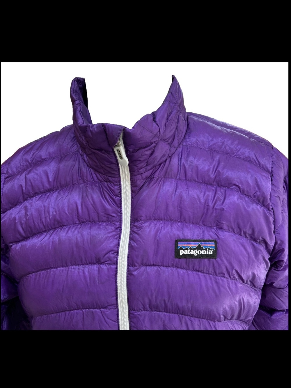 Women’s S Patagonia goosedown  nylon jacket purple zippers quilted